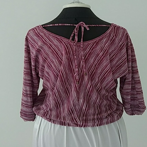 Loft maroon striped size M top - Picture 2 of 4